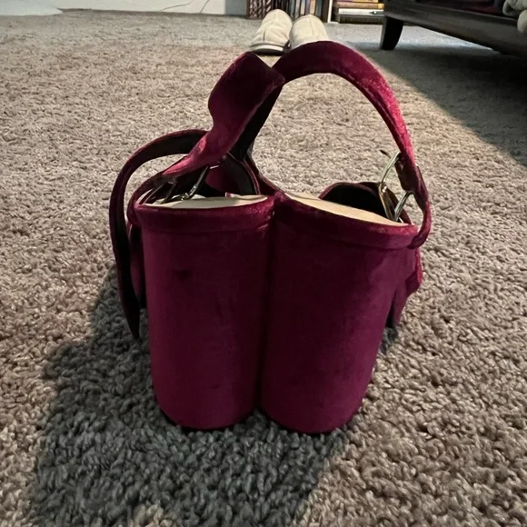 Burgundy Velvet Women's Heels - Picture 3 of 6